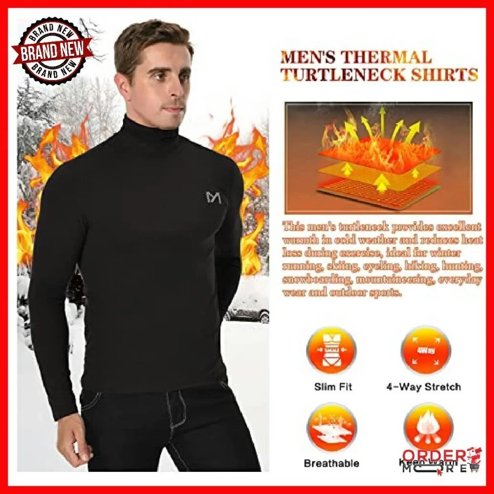 Men's Thermal Compression Base Layer Long Sleeve Mock Turtleneck